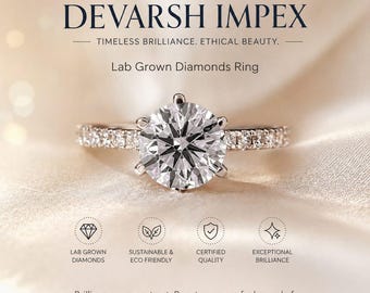 1 Carat Round Lab Diamond Ring | 14K Solid Gold Pavé Band, Solitaire Engagement Jewelery