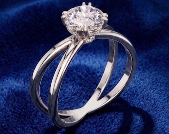 Exquisite Fire-Brilliant Crossover Diamond Ring