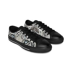 Men&#39;s Sneaker custom art shoes animal print SACRED WHITE TIGER camouflage natural pattern white grey fractal