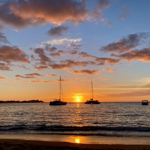 Kona Hawaii Sunset with Sail Boats