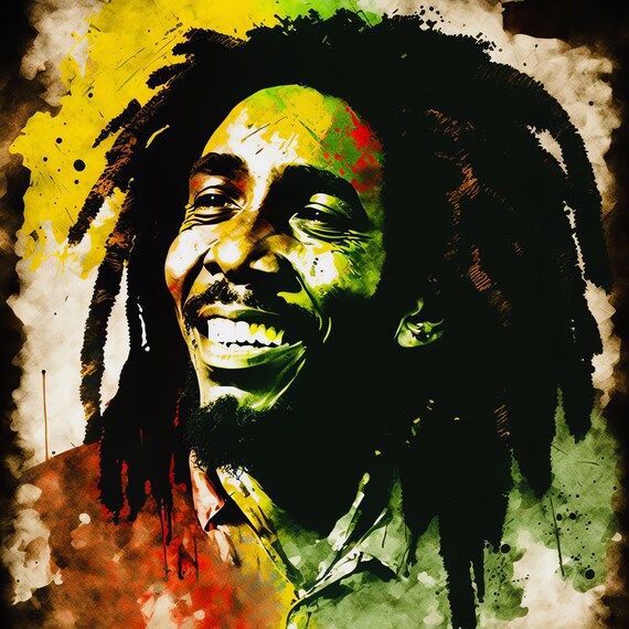 Bob Marley Red Green Yellow Abstract Digital Download Rasta Reggae.