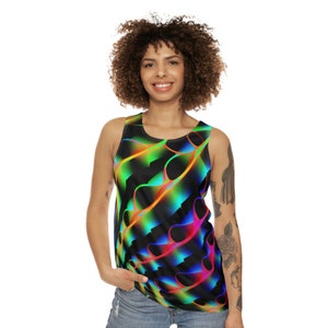 Tank Top Graphic Design Unisex FRACTAL LIGHT ELECTROLYSIS Style illusions, biomimicry, yoga, dance, rave, nature, sacred geometry fractals