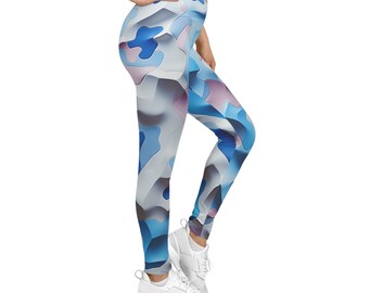 Women's Casual Leggings All Over Print Girly Pastel Camouflage Pink Blue White Grey Abstract Symmetrical Yoga Running Festival
