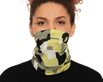 Winter Neck Gaiter With Drawstring All Over Print Camouflage Yellow Black Grey Black Heavyweight Warm Face Cover Snowstyle