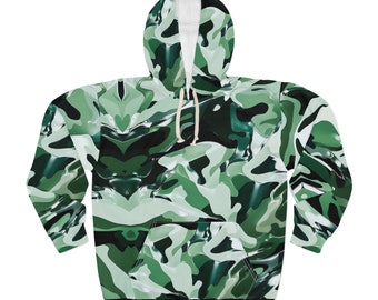 Hoodie Unisex Pullover All Over Print Psychedelic Chrome Camouflage Shiny Natural Outdoor Unique Style Festival Rave