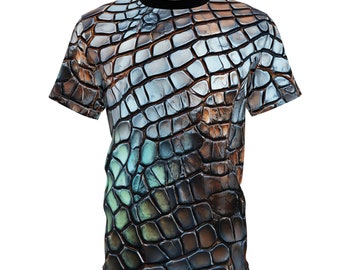 Unisex T-Shirt All Over Print Shirt Chrome Reptile Skin Camouflage Gradient Color Fade Pattern Animal Print