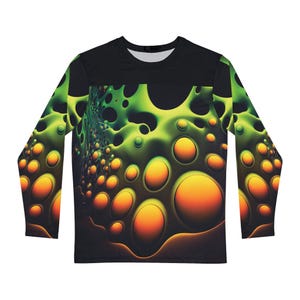 Men&#39;s Long Sleeve Shirt Graphic Design Lava Lamp XL BMX Jersey Psychedelic Pattern Bubbles Green Orange