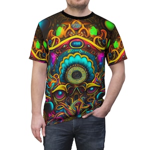 T-Shirt Graphic Design Unisex print all over Festival GOA PSYCHEDELIC FRACTAL illusion biomimicry yoga dance rave sacred geometry fractal