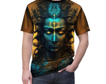 T-Shirt Unisex All Over Print Shiva Festival Graphic Design light weight shirt illusions yoga dance rave sacred geometry