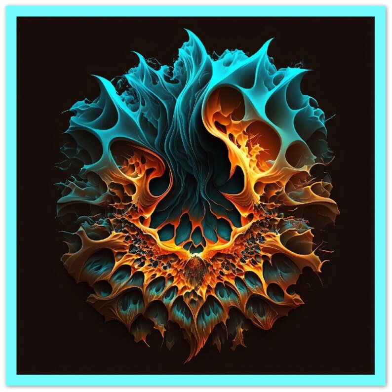 Aluminum Print Art Metal Print Matte Quality Print FIRE & ICE FRACTAL ...