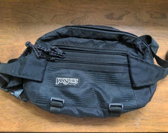 Vintage 1995 Jansport USA Fanny Pack Waist Bag Hiking Bike Camping Large Black