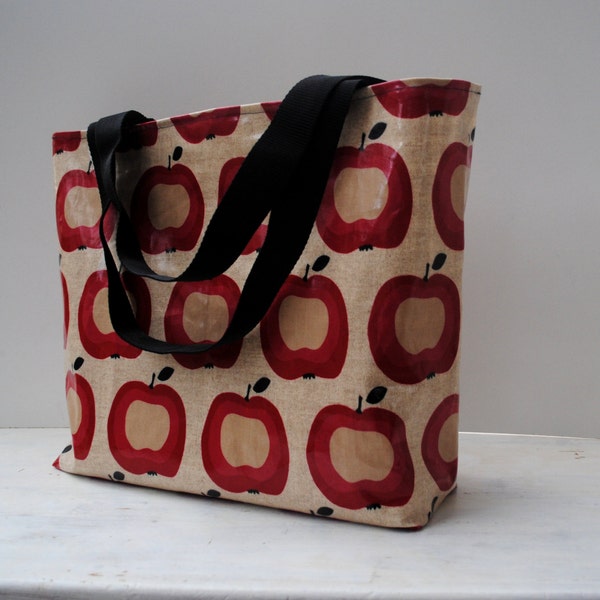 Big Red Oilcloth Apple Bag