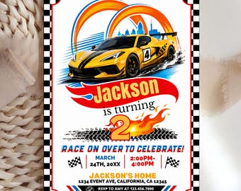 Editable Hot Cars Birthday Invitation Template Digital Download Printable Racing Invite for Boys Race Party, Hot Wheel Birthday Invitation