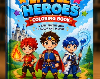 Little Heroes Coloring Book | Anime Style Kids Activity Pages (Digital Download)