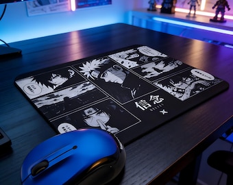 Anime Manga Panel Mouse Pad – Black White Warrior Desk Mat (7.9 x 9.4 inches)