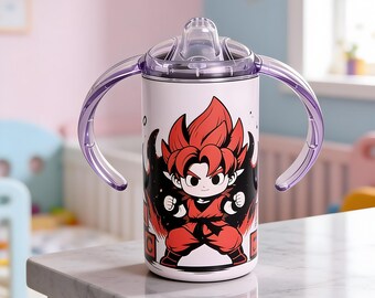 Anime Chibi Warrior Sippy Cup – Red Hero Toddler Tumbler (12oz)