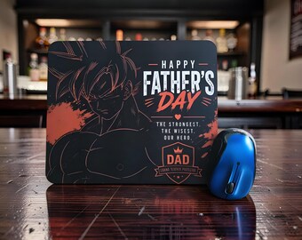 Anime Warrior Dad Mouse Pad – Red Glow Hero Design (7.9 x 9.4 Inches)