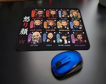Chibi Rage Hollywood Icons Mouse Pad – Celebrity Edition (7.9 x 9.4 inches)