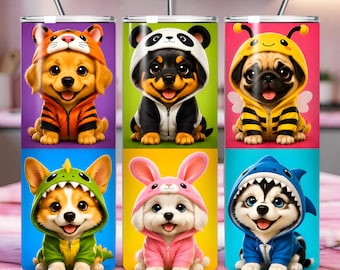 Puppy Hoodie Tumbler Wrap PNG | Animal Costume Dog Design (Digital Download)