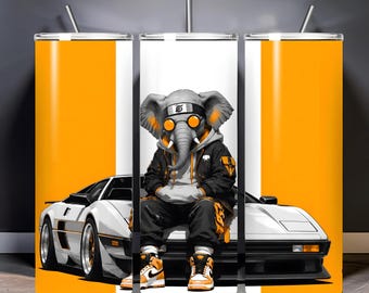 Anime Streetwear Elephant Tumbler Wrap PNG | 20oz Skinny Sublimation Design