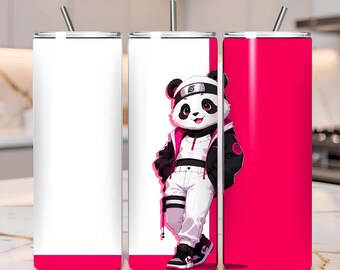 Panda Anime Tumbler Wrap PNG | Streetwear Ninja Design (Digital Download)