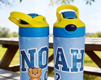Noah Bear Kids Tumbler – 12oz Insulated Straw Cup with Handle