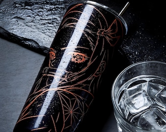 Anime Demon Princess Tumbler – Crimson Glow Art, 20oz Stainless Steel Skinny Cup