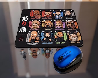Chibi Rage Celebrity & Sports Legends Mouse Pad – Motivational Icons Edition (7.9 x 9.4 inches)