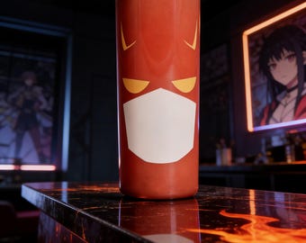 Minimal Red Mask Tumbler – Abstract Face Design, 20oz Insulated Drinkware