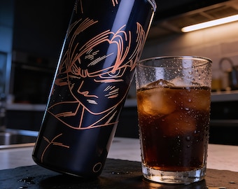 Anime Warrior Tumbler 20oz – Power Energy Design, Stainless Steel Skinny Cup with Lid & Straw
