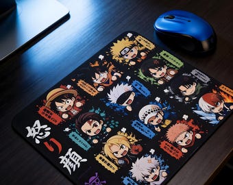 Chibi Rage Anime Mouse Pad – Male Anime Legends Edition (7.9 x 9.4 inches)