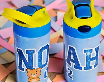 Noah Bear Kids Tumbler – 12oz Insulated Straw Cup with Handle