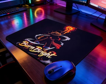 Burn Bright Anime Inspired Mouse Pad – Fire Warrior Edition (7.9 x 9.4 inches)