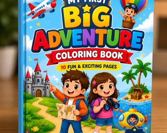 Kids Adventure Coloring Book | 10 Fun Pages, Toddler Activity (Digital Download)