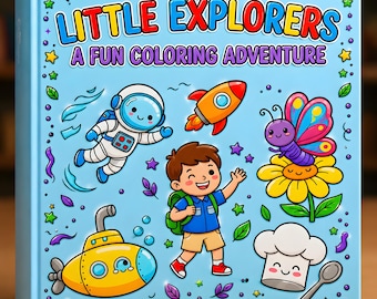 Little Explorers Coloring Book | Space, Ocean, Nature Adventure Pages (Digital Download)