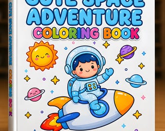 Space Adventure Coloring Book for Kids | Astronaut, Rocket, Planets (Digital Download)