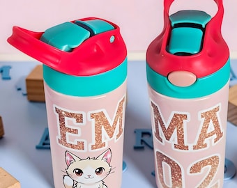 Emma Cat Kids Tumbler – 12oz Insulated Straw Cup with Handle