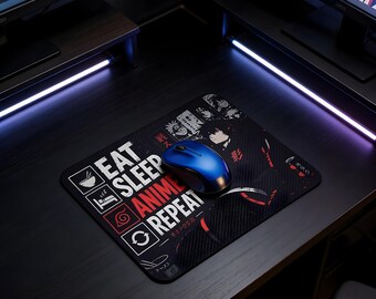 Eat Sleep Anime Repeat Mouse Pad – Anime Gamer Desk Mat (7.9 x 9.4 inches)