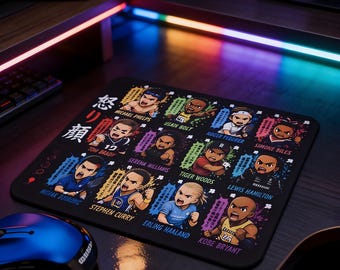 Chibi Rage Global Sports Icons Mouse Pad – Champions Edition (7.9 x 9.4 inches)