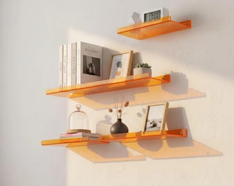 Estantería flotante de acrílico para pared: estantes flotantes coloridos para sala de estar, dormitorio y baño, estante moderno de pared, almacenamiento para decoración del hogar.