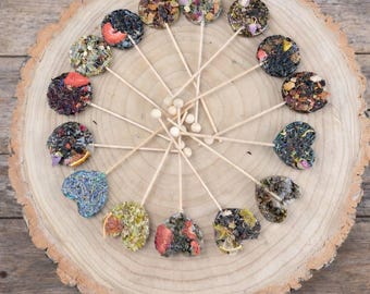 Handcrafted Tea Lollipop | Botanical Loose Leaf Brew Pop, Dried Fruit, Edible Flowers