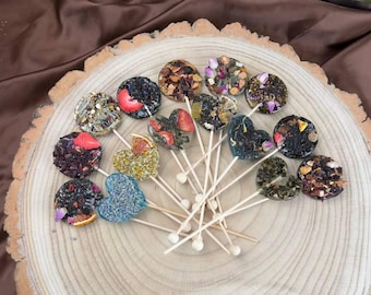 Tea Pop Lollipop | Loose Leaf Brew Stick, Dried Fruit, Edible Flowers