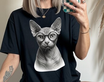 Sphynx Cat T-Shirt, Funny Sphynx Kitten Portrait Shirt, Cute Hairless Cat Lover Gift, Unique Cat Owner Apparel, Sphynx Mom Dad Shirt