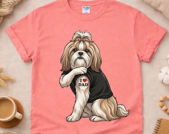 Shih Tzu Dog I Heart Dad Tee, Pet Lover Shirt