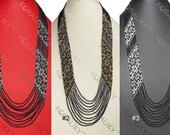 Ukrainian Folk Handmade Glass Beaded NECKLACE Modern Long Gerdan.