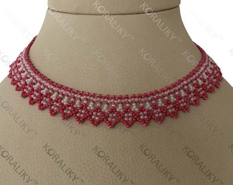 CORALIKY. Collar ucraniano moderno hecho a mano con puntada de red de cuentas Sylyanka. Descuento en pedidos al por mayor de hasta 50+%.