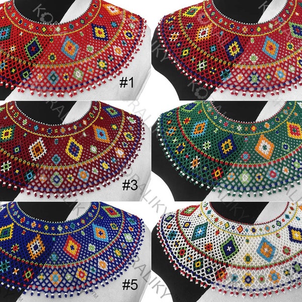 KORALIKY. Ukrainian Traditional Modern Lemkowska Krywulka Handmade Bead Carpathian Jewellery Big Collar. Bulk Orders Discount Up to 50+%.