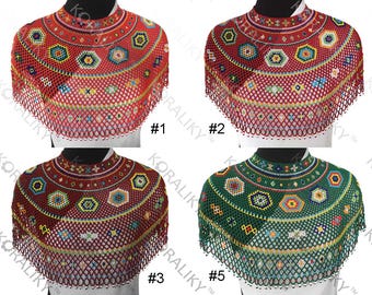 KORALIKY. Ukrainian Lemkowska Krywulka Traditional Modern Handmade Bead Carpathian Jewellery Big Collar.