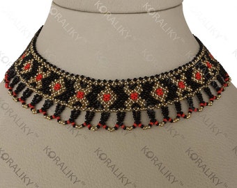 KORALIKY. Ukrainian Traditional Handmade Bead Netting Stitch NECKLACE Sylyanka. Bulk Orders Discount Up to 50+%.