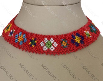 KORALIKY. Ukrainische traditionelle handgemachte Perle Netting Stich HALSKETTE Sylyanka. Rabatt für Sammelbestellungen Bis zu 50%.